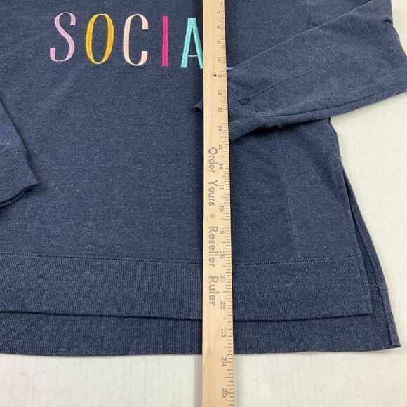 Widlfox Womens Social Sweatshirt Blue Long Sleeve Side Slits Pullover Size XS - Picture 7 of 12